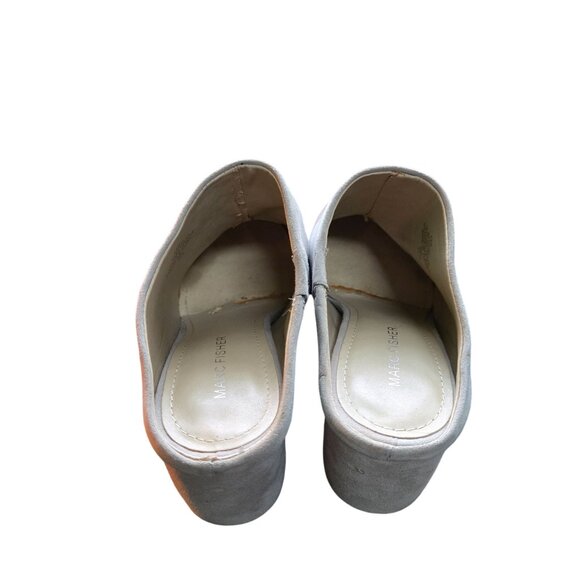 Marc Fisher Ragni Gray Suede Block Heel Designer Mules Minimalist Size 6.5M - Picture 5 of 9